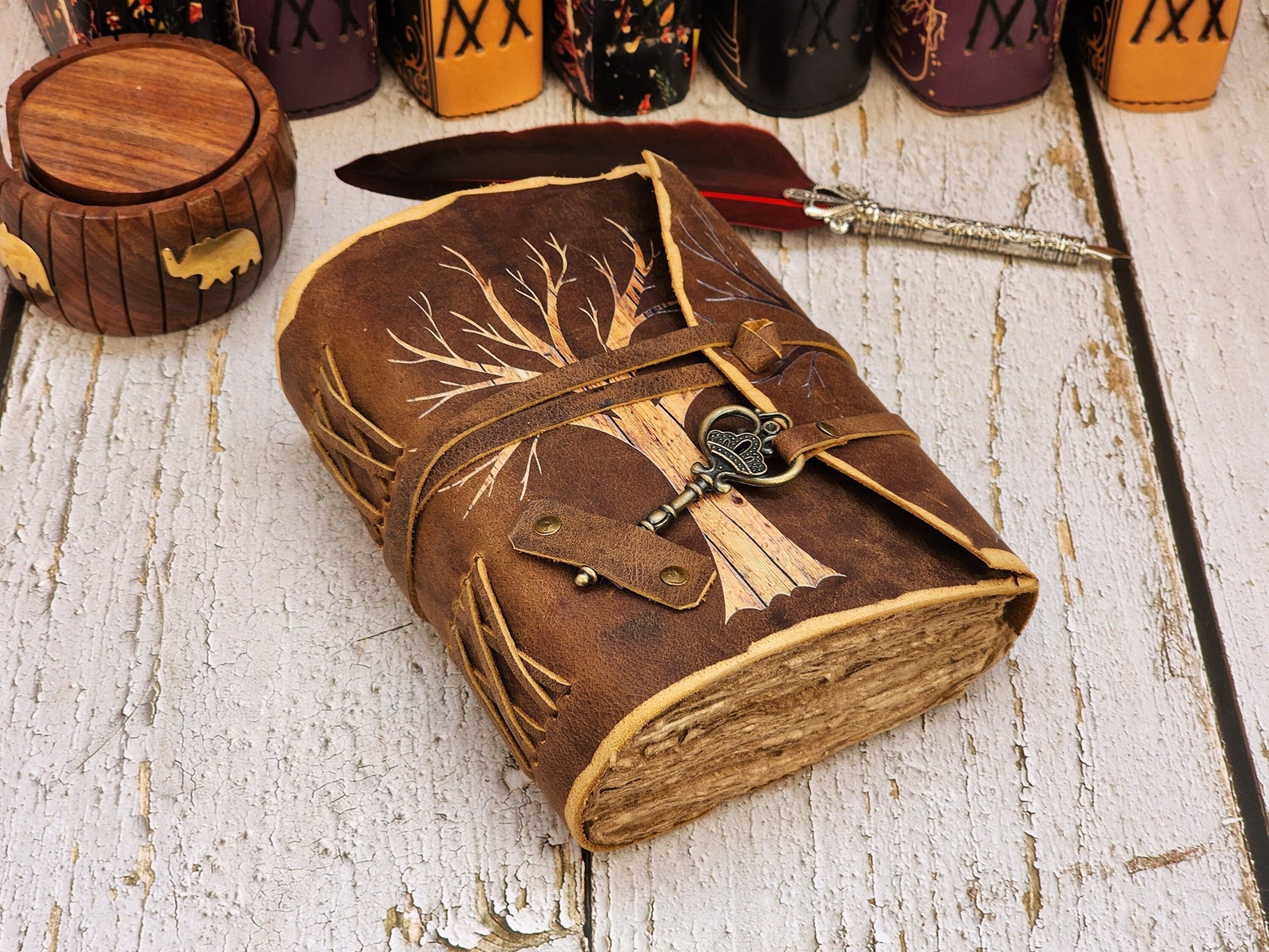 Tree of Life Leather Journal - Antique Handmade Deckle Edge Vintage ...