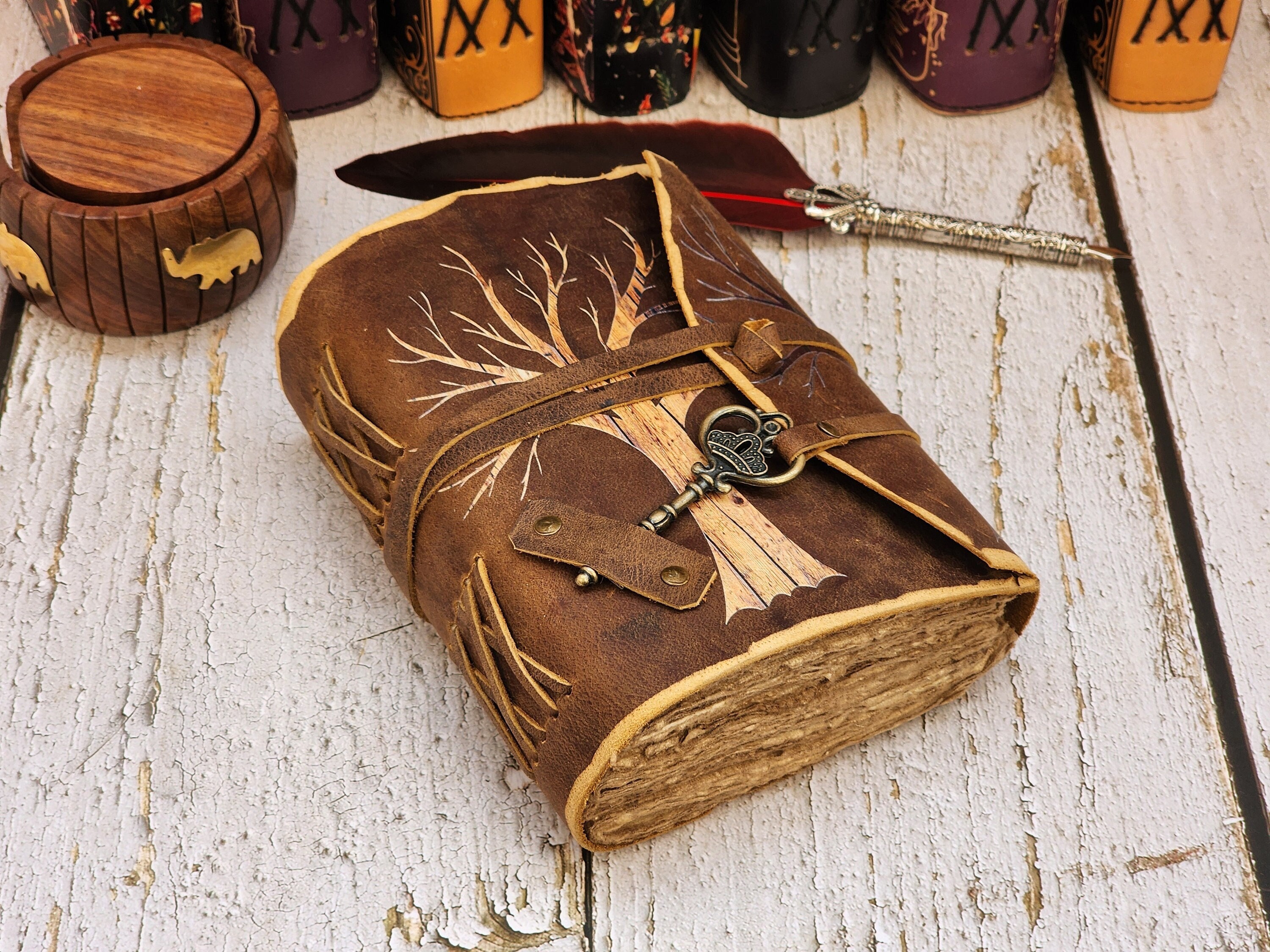 Tree of Life Leather Journal - Antique Handmade Deckle Edge Vintage ...