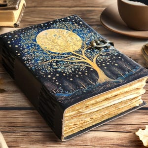 Grimoire Leather Journal, 400 Page Thick Book of Shadows, Vintage Witchcraft Spell Notebook, Wiccan Diary, Pagan Gift for Her or Him