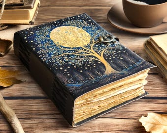 Grimorio de cuero del Árbol de la Vida, Libro de las Sombras de 400 páginas, regalo de aniversario para esposa