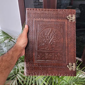 Tree of Life Leather 2,3,4 Ring Binder, Leather Grimoire Binder, Leather Binder Cover, Leather Folder, Organizer Cover, Leather Portfolio