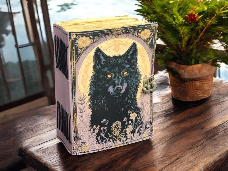Mystic Black Wolf Leather Journal, Personalized Notebook for Women and ...