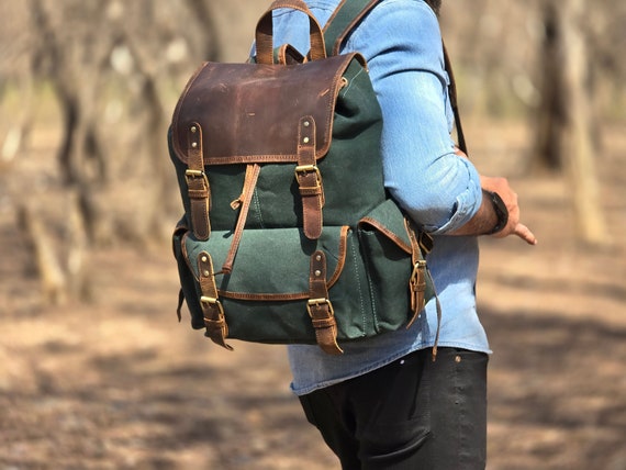 Personalize Leather Backpack, Rucksack Travel Backpack, Roll Top Backpack, Laptop Bag, Unisex Bag For Valentines gift, School College Bag
