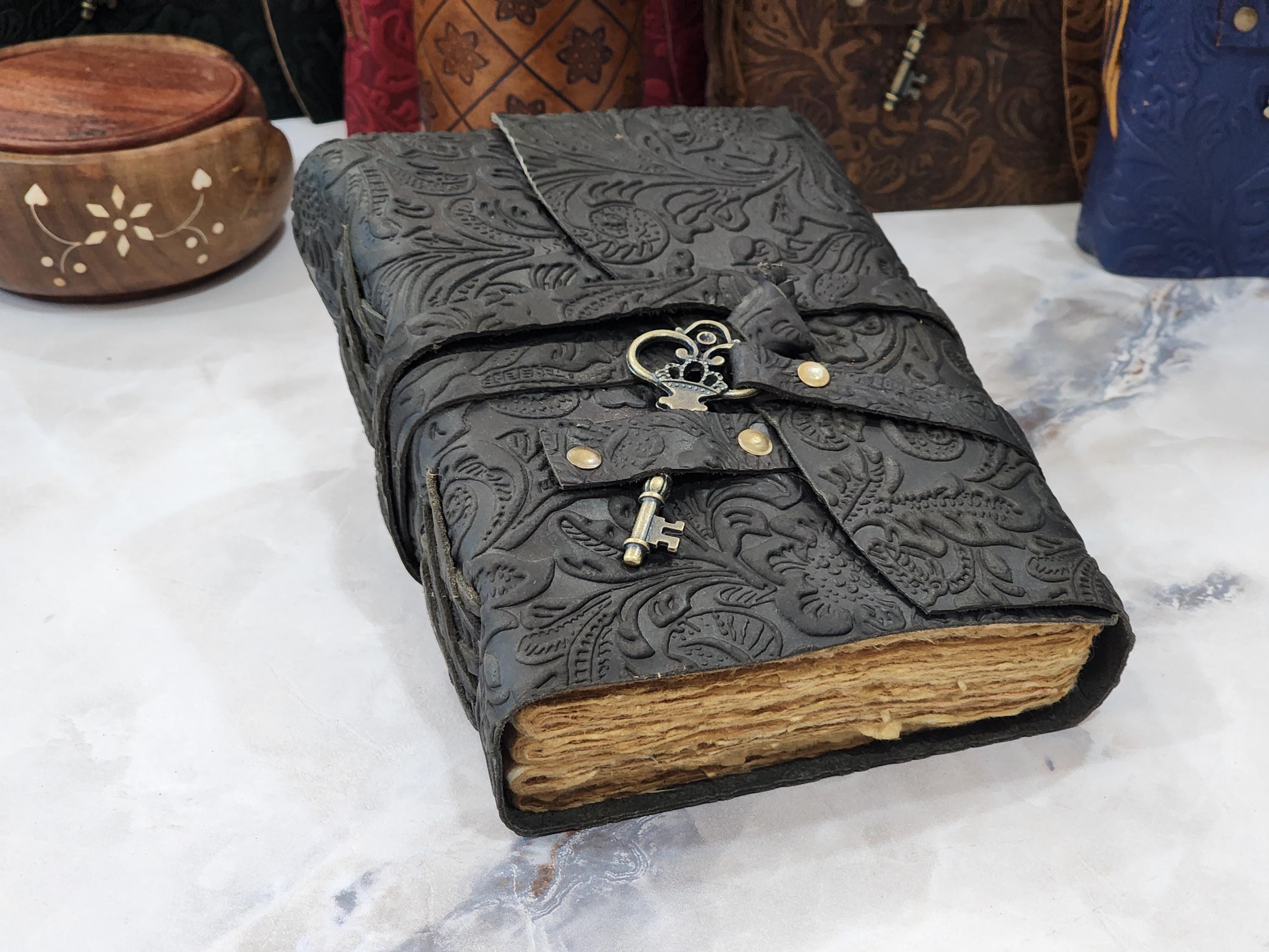 Vintage Leather Journal: Handmade Deckle Edge Paper, Blank Spell Book Of Shadows For Travel Writing Journal Witchcraft Gothic Notebook - Israel - View #10