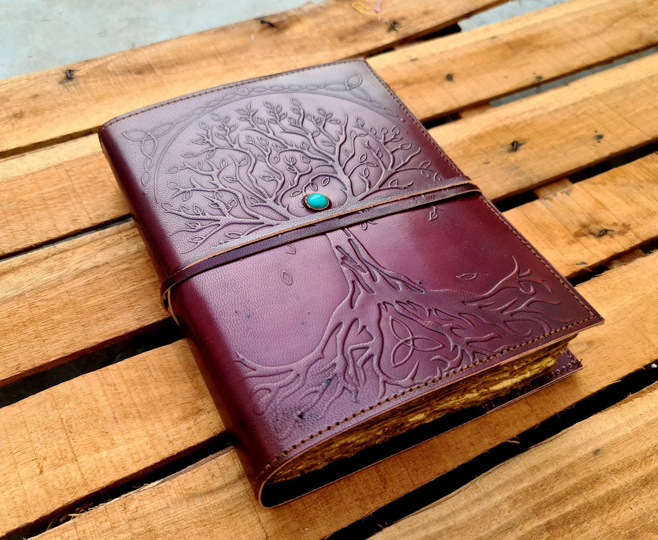 Handmade Refillable Leather Journal Tree of Life Journal -  Denmark