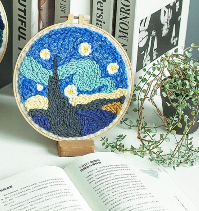 Van Gogh Starry Sky Pattern Punch Needle Kit Needlepoint Kit Etsy