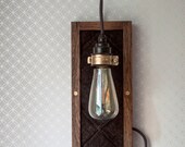 Oak wall lamp with built-in pull switch