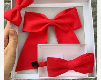 FAMILY Bow Set for Party, newborns, photo-shoots, birthdays, gifts for boys fashion. Red Band