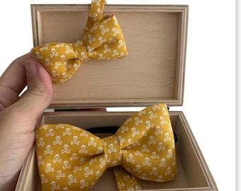FAMILY SET - Bowtie Yellow Skulls  for Fathers & Sons, newborns, photo-shoots, birthdays, gifts for boys fashion.
