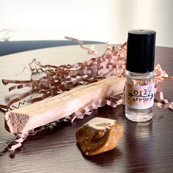 finding peace essential oil set | palo santo | yellow jasper healing crystal