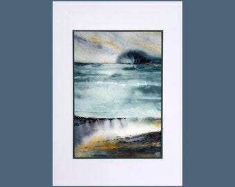 Original Coastal Abstract Seascape Painting, Watercolour Seascape, Original Abstract Seascape, Coastal Seascape Painting, Original Art