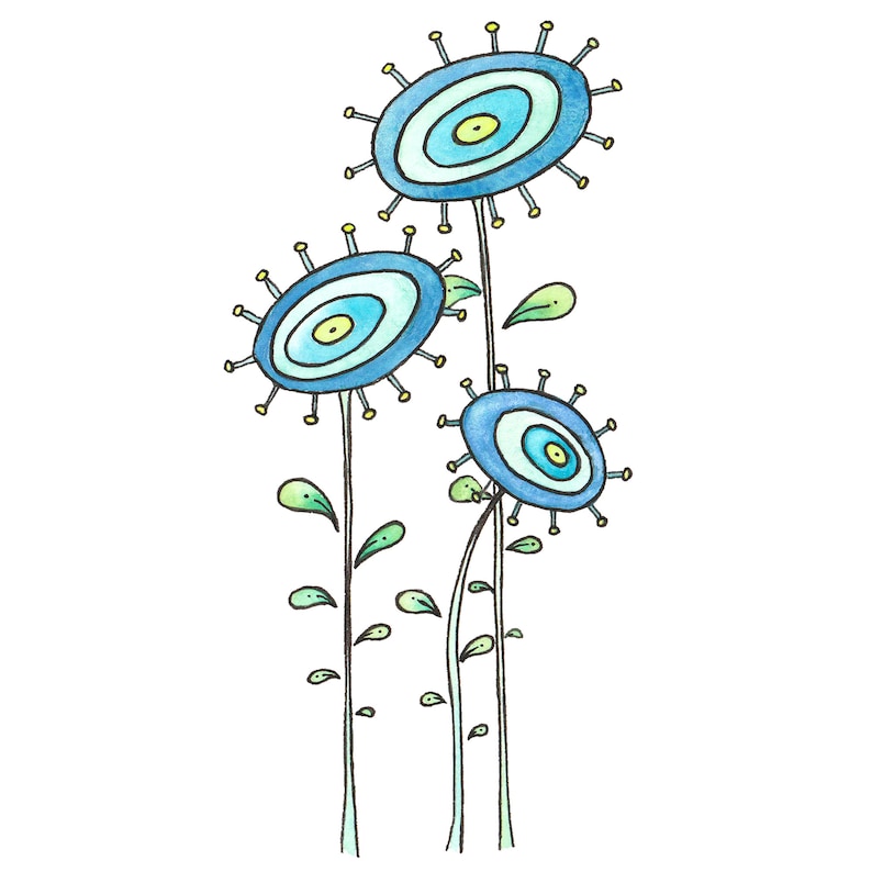 Whimsical Flower Clip Art, Watercolour Clip Art, Clip Art, Printable