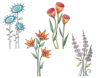 Whimsical Watercolor Flower Clip Art: Printable Floral Designs (Digital Download)