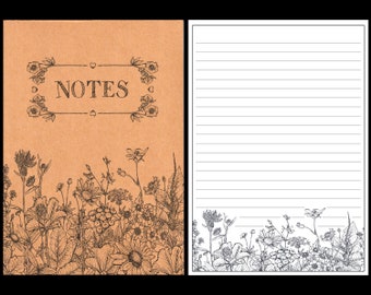 Wildflower Note Pad, Desk Pad,  A5 notepad, Recycled Note Book, Desk pad, Eco Note Pad, Floral Note Pad, Wildflower Stationary