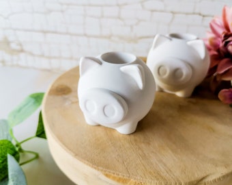Glücksschwein Kerzenständer Schwein | Schweinchen für Stabkerzen | Kerzenhalter