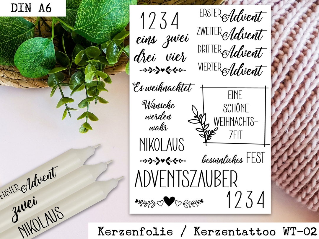 Kerzenfolie Weihnachten Kerzentattoos Wasserschiebefolie Kerzen