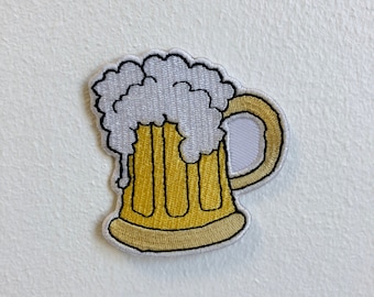 Sequin Orange Beer Mug Drink Iron On Embroidered Applique Patch Root Beer