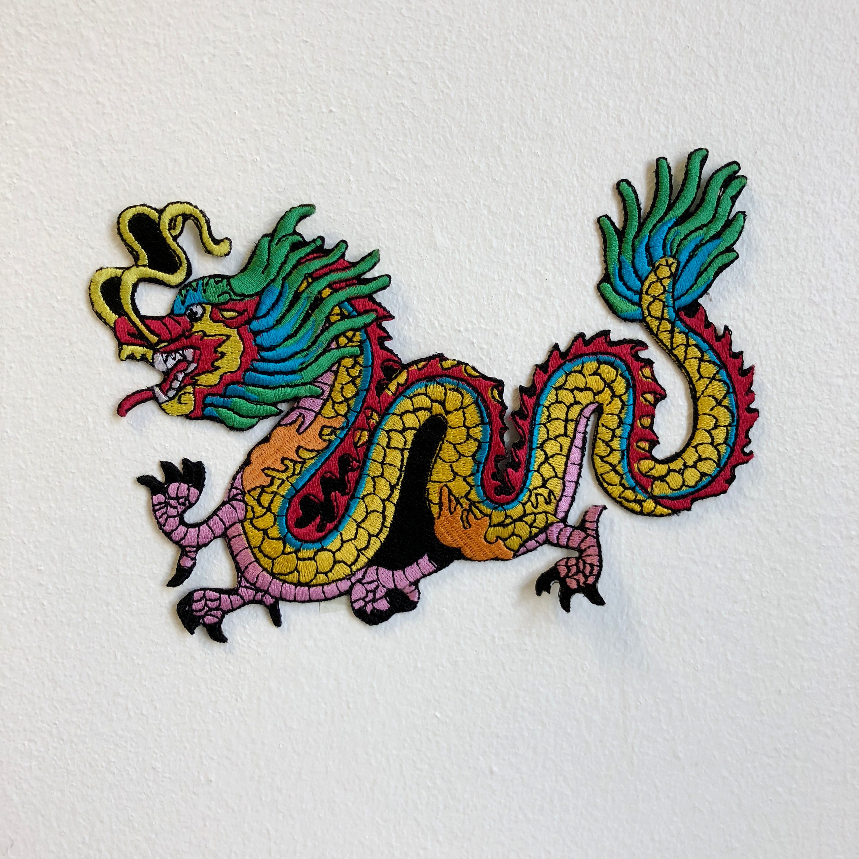 Colourful Tattoo Chinese Dragon Iron Sew on Embroidered Patch Etsy