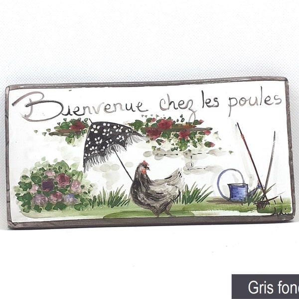 Plaque de maison en céramique à personnaliser pour l’extérieur, bienvenue chez  les poules