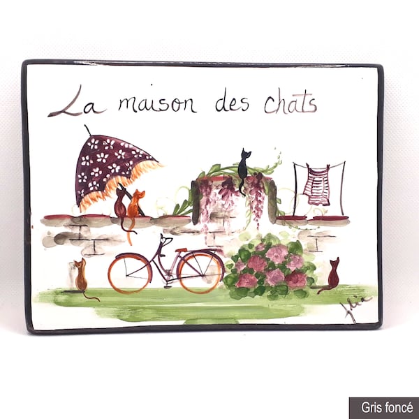 Personalized house tile, artisanal work, the cat house