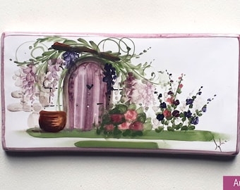 Personalized earthenware street sign made and painted by hand