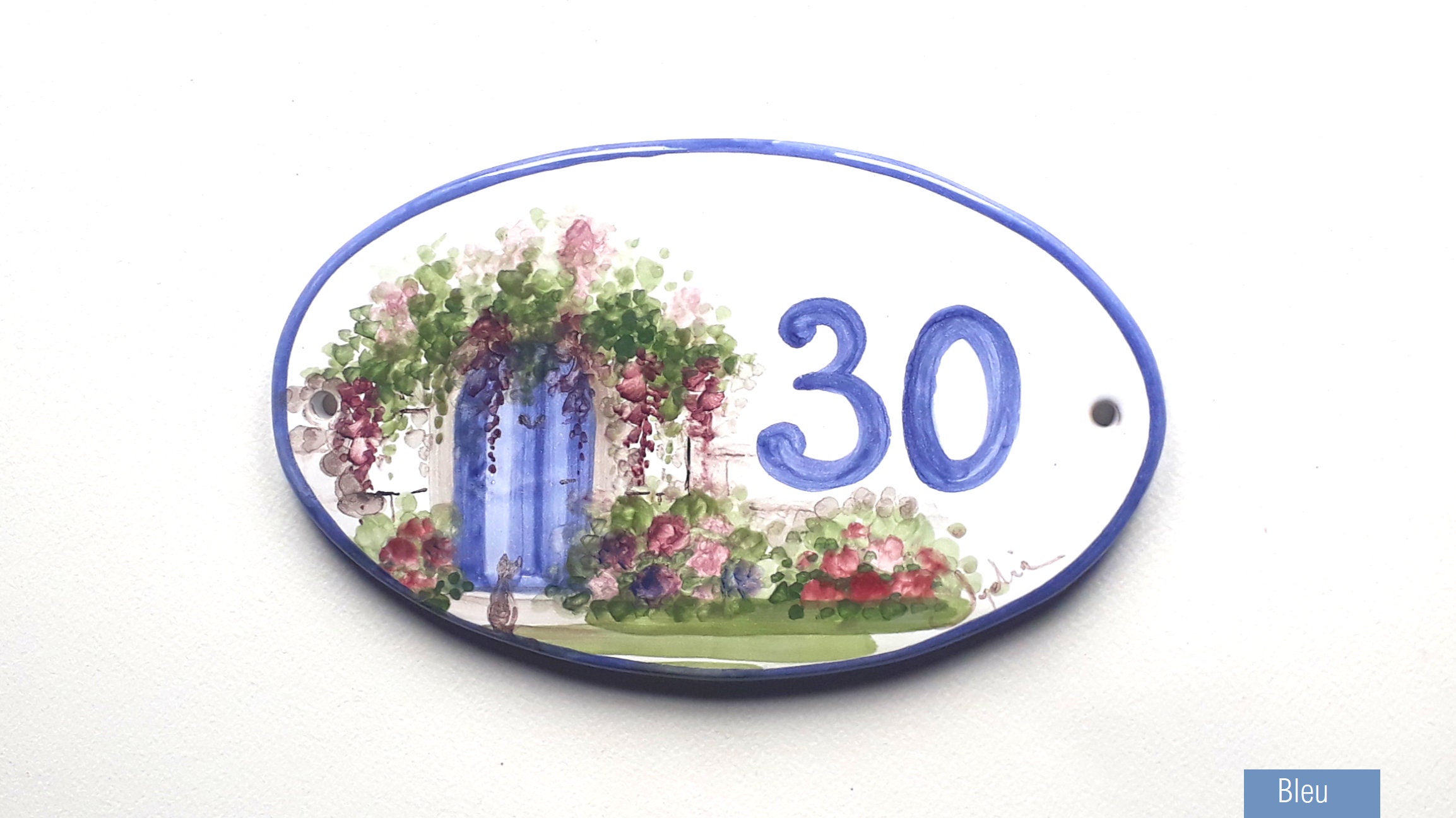 Plaque Ovale Personnalisée en Céramique Réalisée à La Main