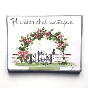 Customizable house sign made entirely by hand, beware of the moody cat