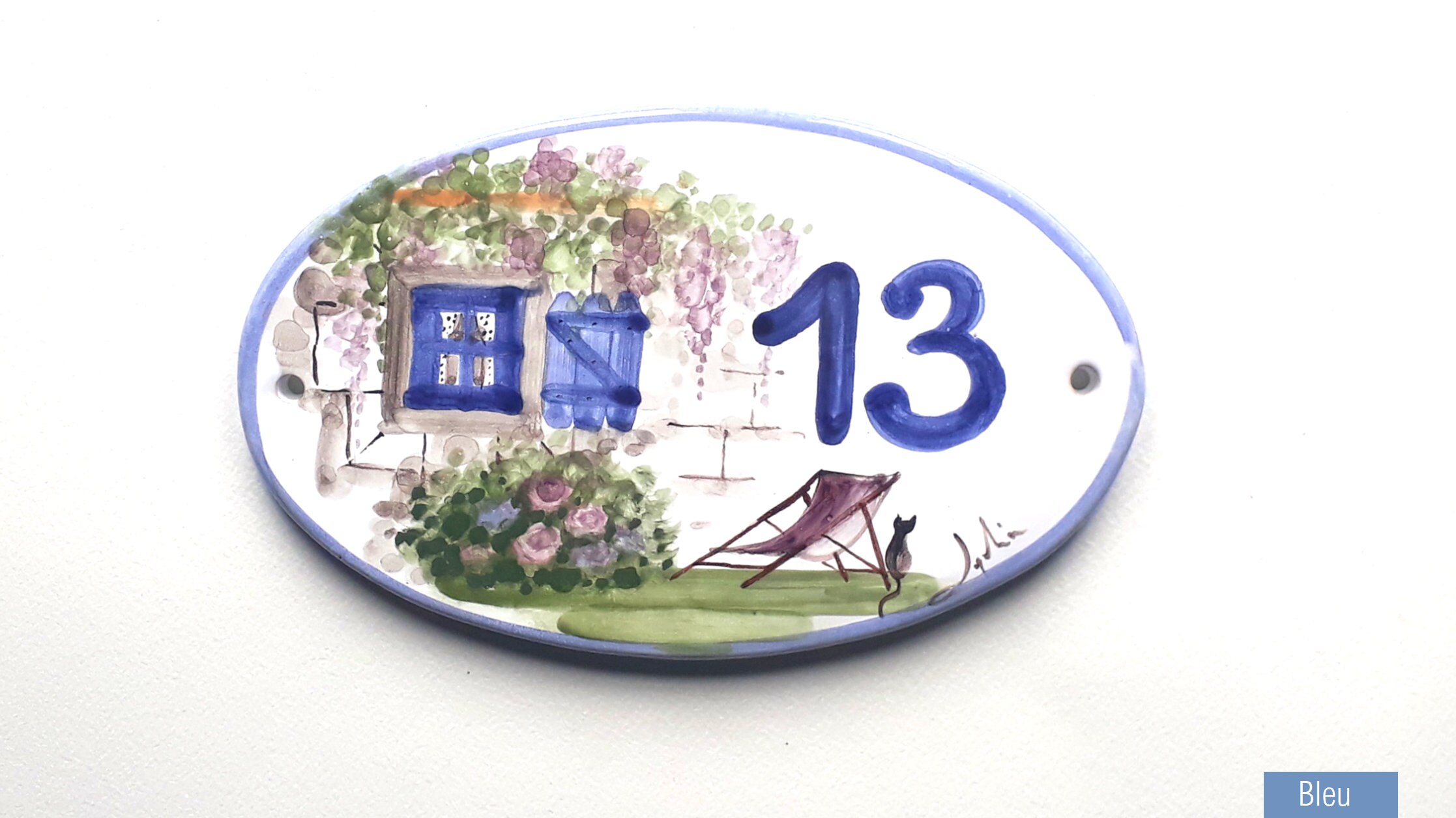 Plaque de Maison Ovale Personnalisée, Fabriquée et Peinte à La Main