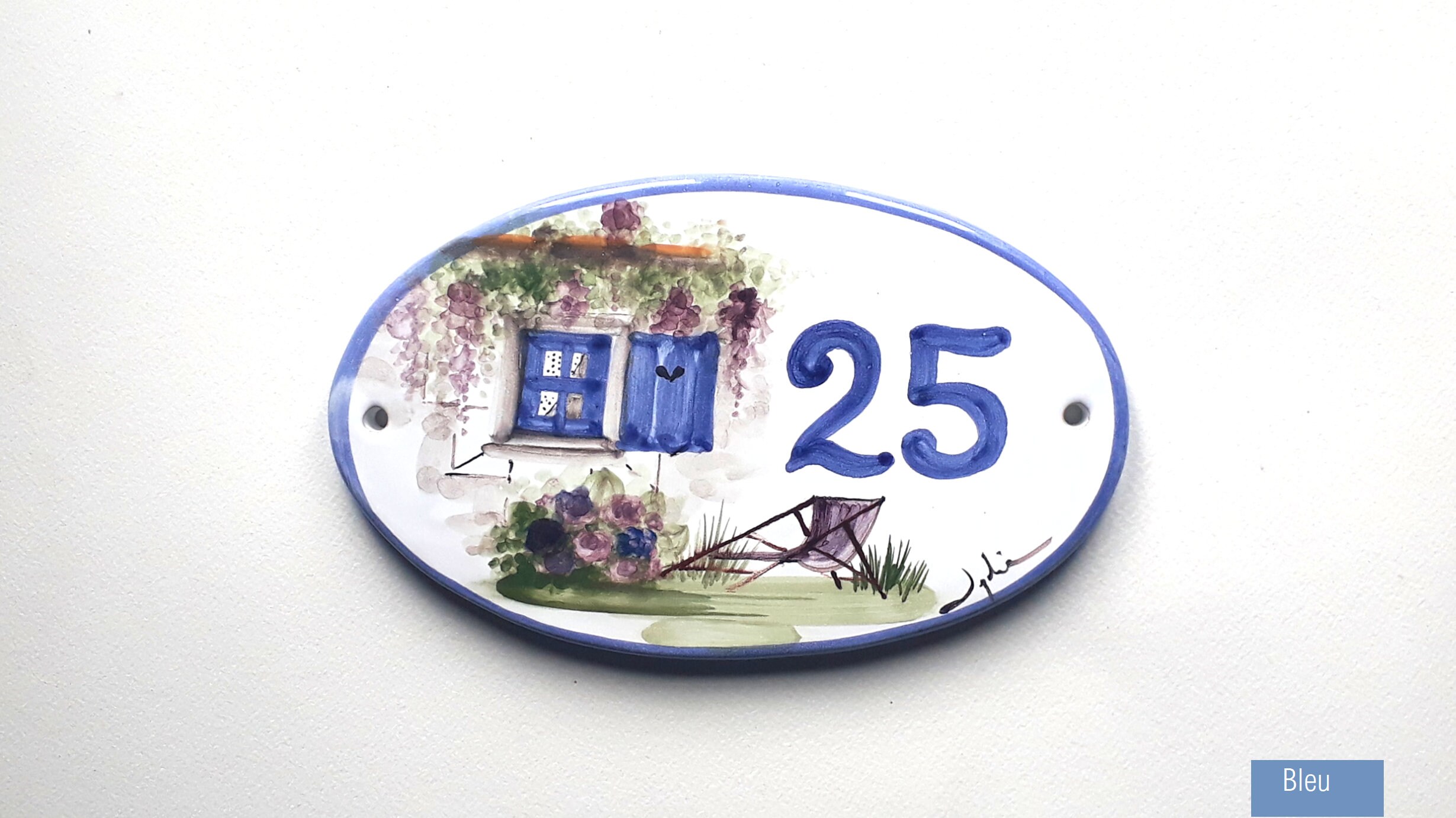 Plaque de Maison Ovale Personnalisée Fabriquée et Peinte à La Main