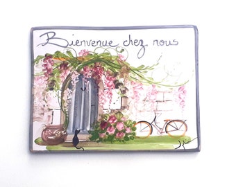 Custom house tile made and hand painted, welcome to our home