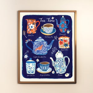 Tea Time Art Print Kitchen Art Tea Pot Wall Art By Christine De Carvalho image 2