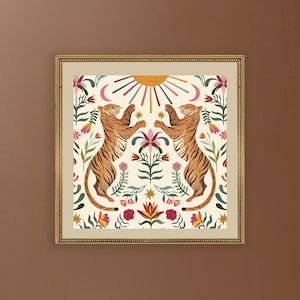 Folk Tiger Art Print  | Folk Art |  | Wall Art | By Christine De Carvalho