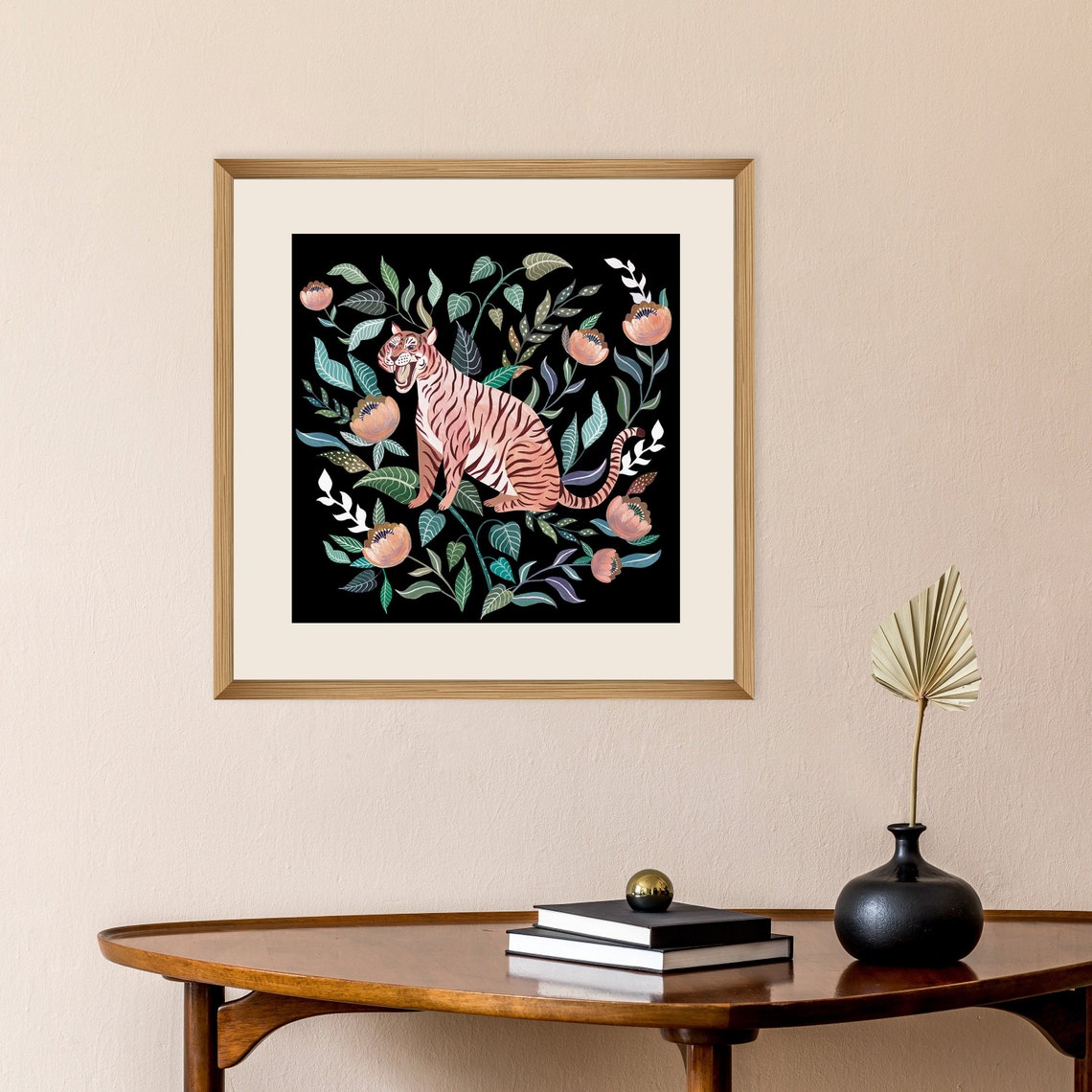 Fierce Tiger Art Print Black Cat Art Wild Tiger Wall Etsy