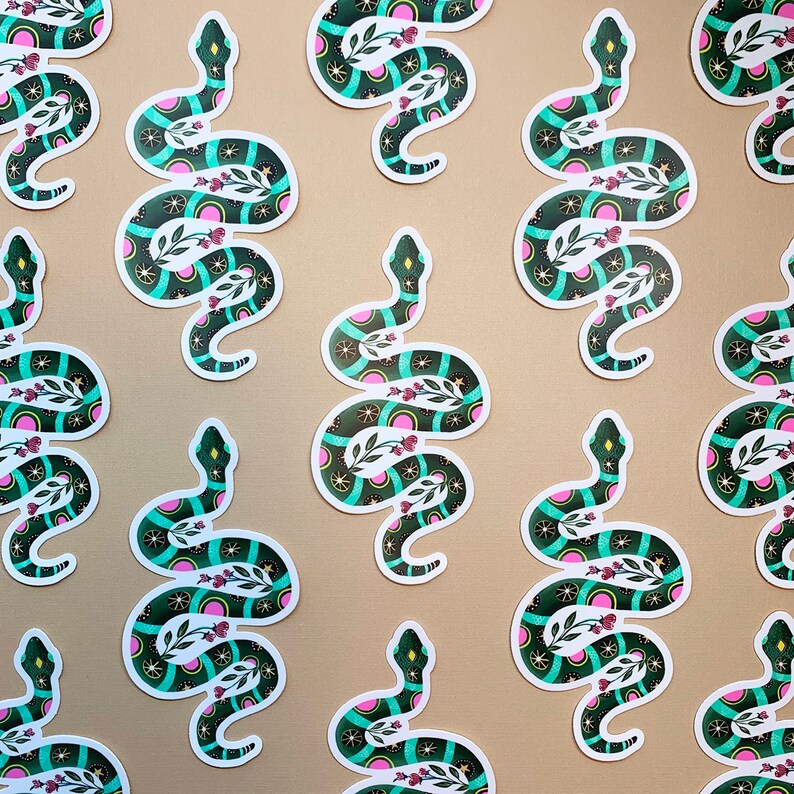 Green Python Sticker Green Snake Sticker | Serpent Sticker | by Christine De Carvalho - Etsy
