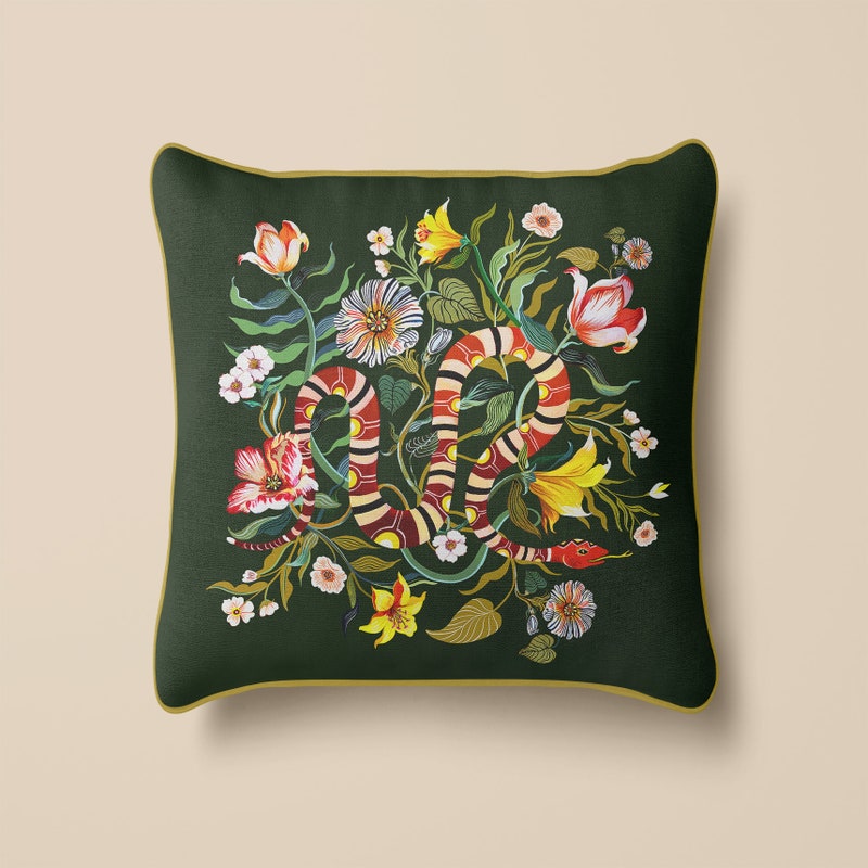 0401~HOME Cotton SNAKE PYTHON Pillow main image 1