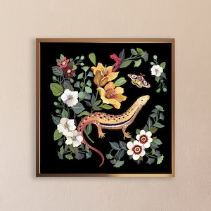 Lizard Skink Art Print | Botanical Illustration  | Wall Art | By Christine De Carvalho