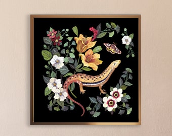 Lizard Skink Art Print | Botanische Illustratie | Kunst aan de muur | Door Christine De Carvalho