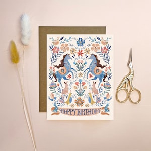Folk Pony Birthday Card | Stationery  | Greeting Card | By Christine De Carvalho