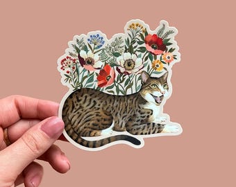 Tabby Cat Vinyl Sticker - Waterproof Matte Finish