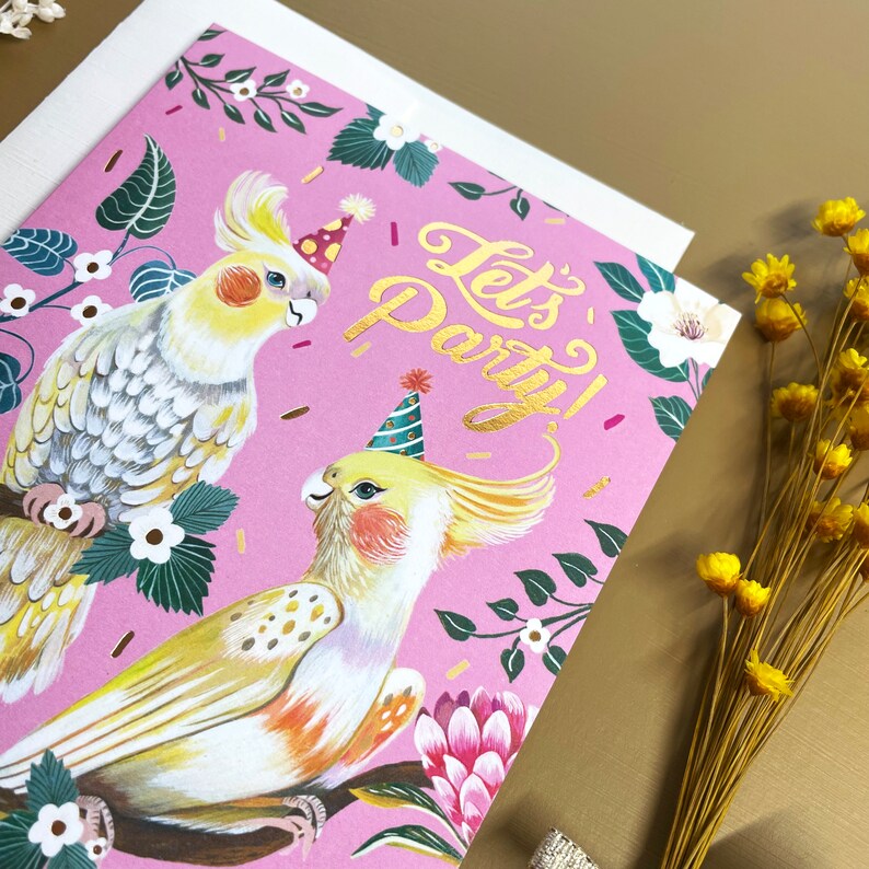 Laten we party Verjaardagskaart Stationery Wenskaart Door Christine De Carvalho afbeelding 4