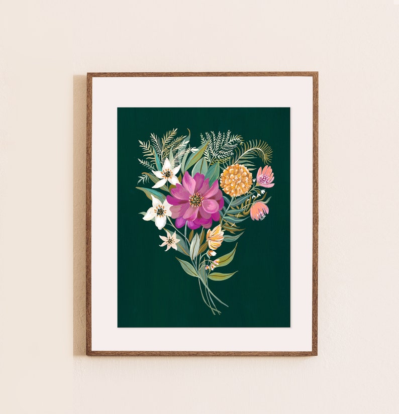 Bouquet Art Print Botanical Illustration Floral Art Wall Art By Christine De Carvalho image 1