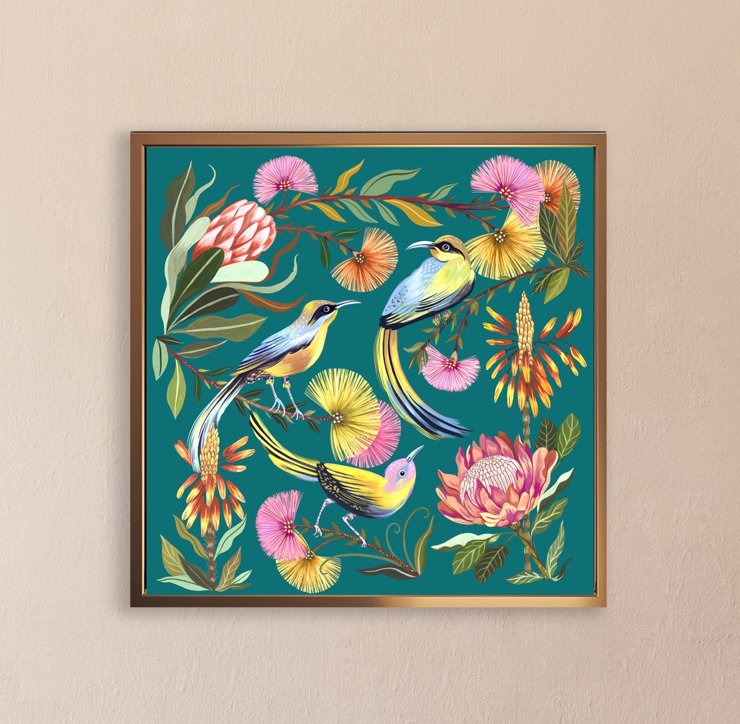 Sun Birds Art Print | Botanical Illustration | Wall Art | by Christine ...