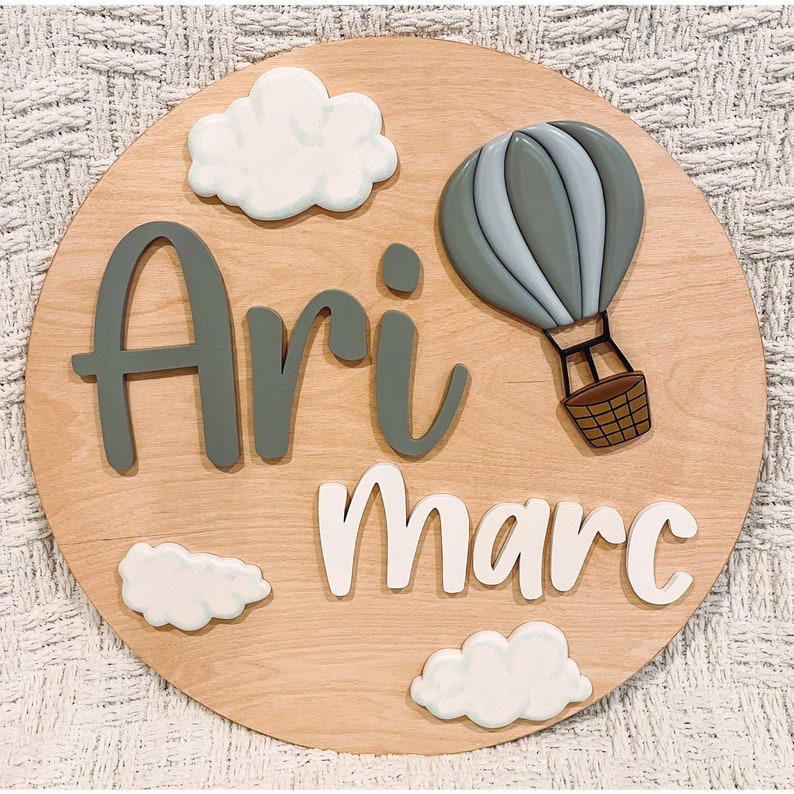 Hot Air Balloon Name Sign Air Balloon Nursery Sign Sky Etsy