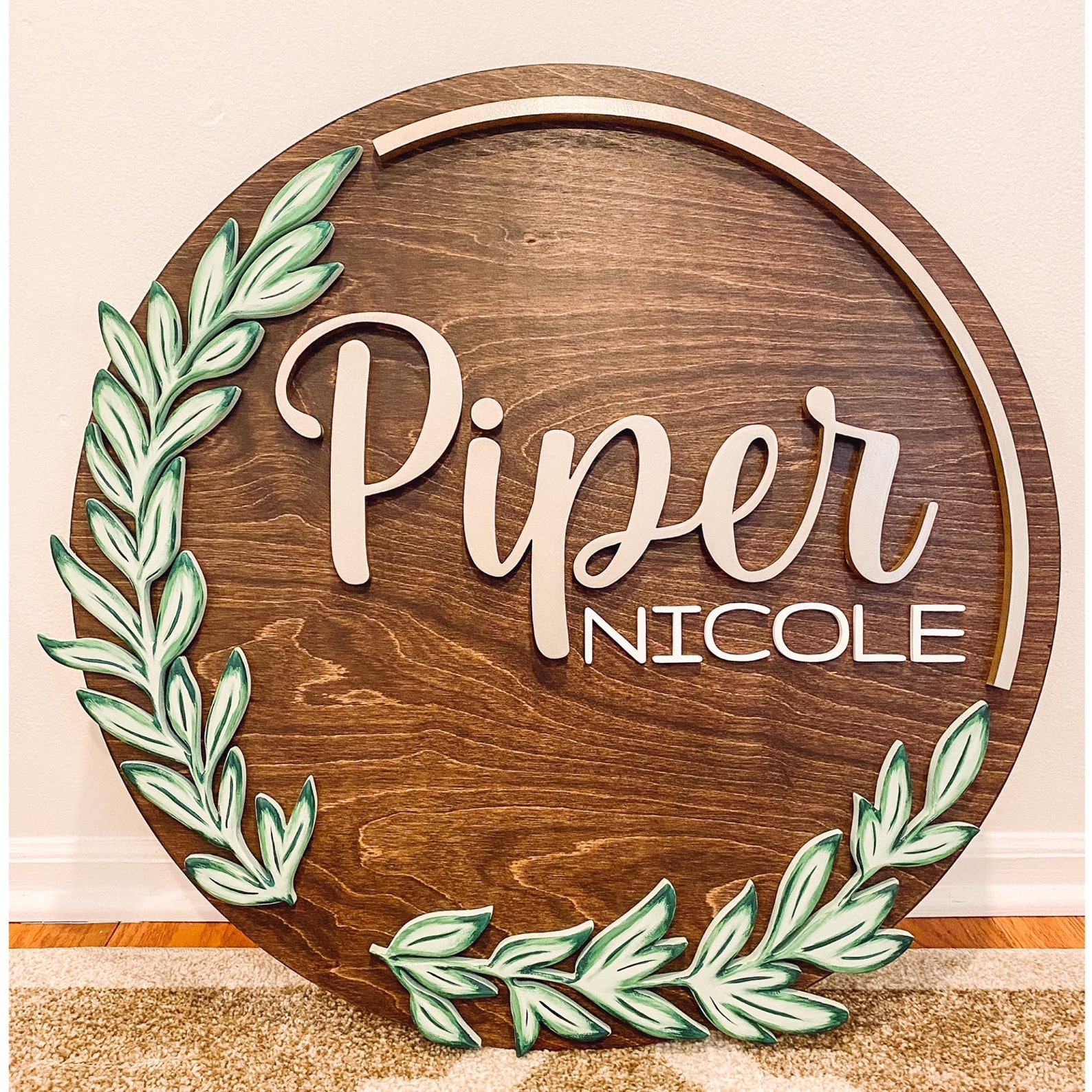Greenery Nursery Name Sign Wood Nursery Name Sign Custom Etsy