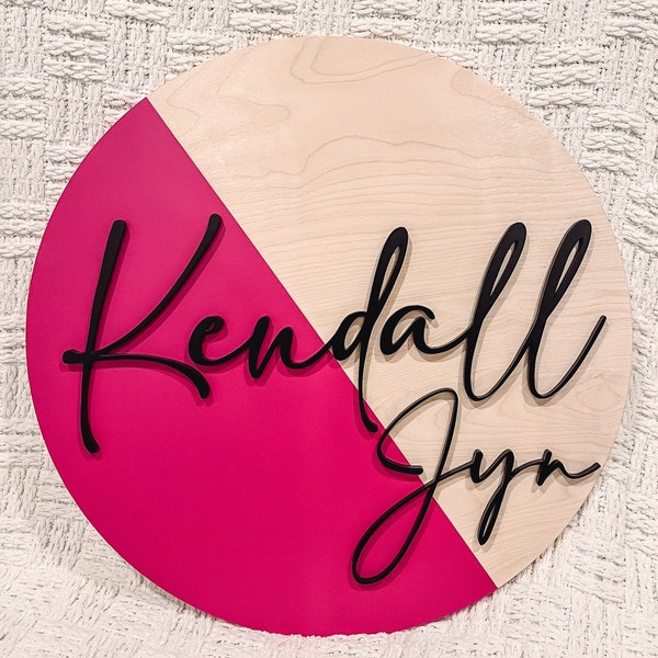 Round Nursery Name Sign | Custom Round Name Sign | Dip Color Round Sign | Nursery Name Sign