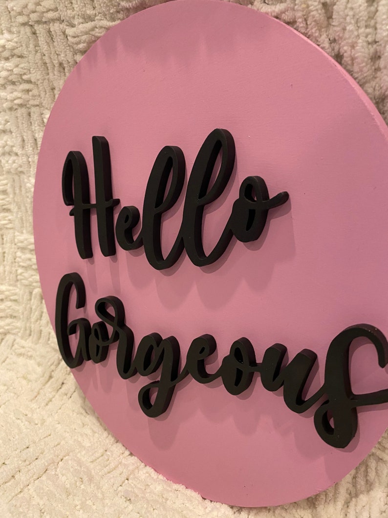 Hello Sign Wall Decor Round Sign 12 Sign Etsy