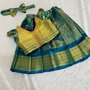 New born pattu pavadai, Cradle ceremony pattu paavadai style 3