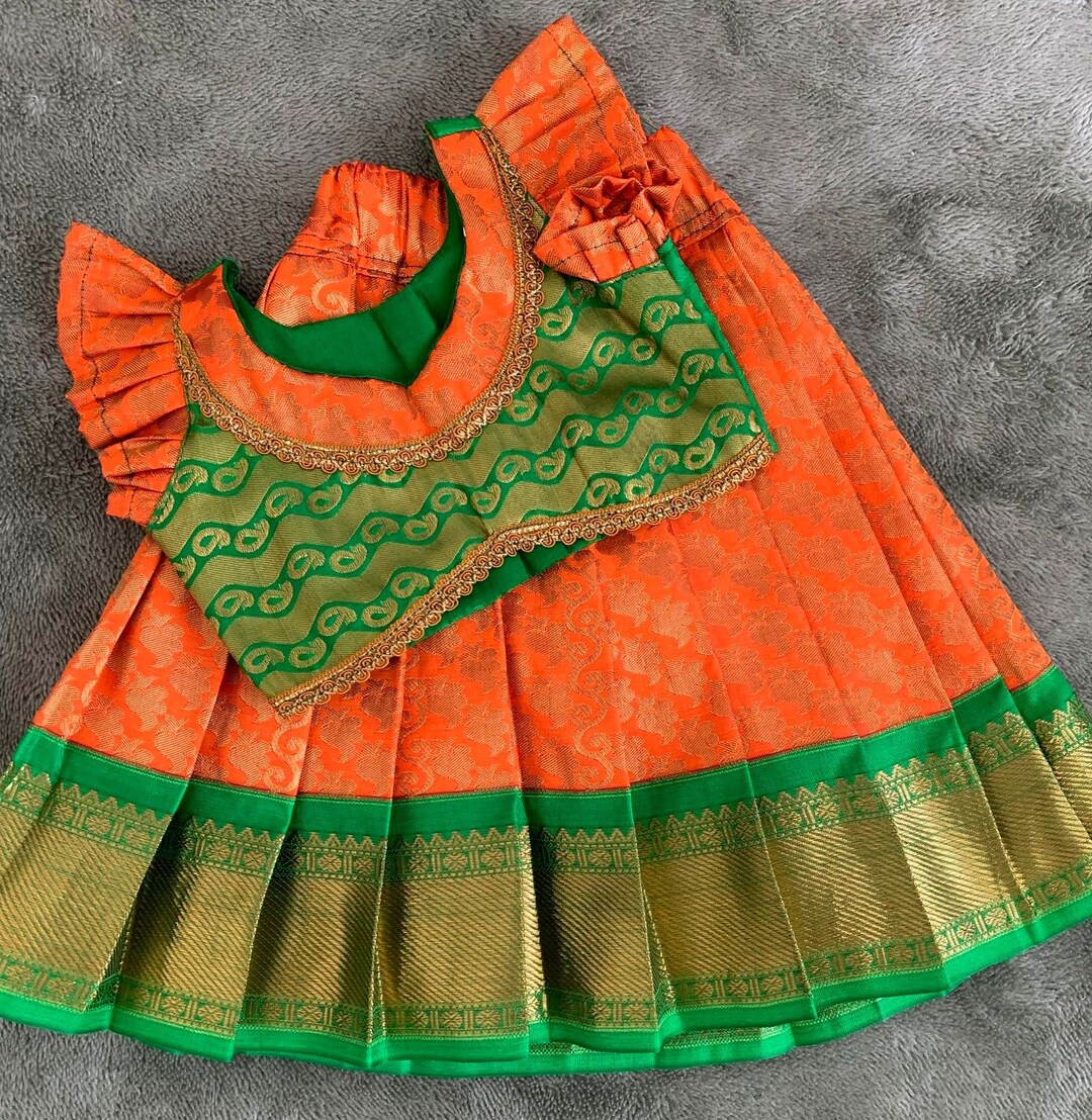 Cradle Ceremony Dress, Art Silk Baby Girl Dress, Birthday Dress, Baby