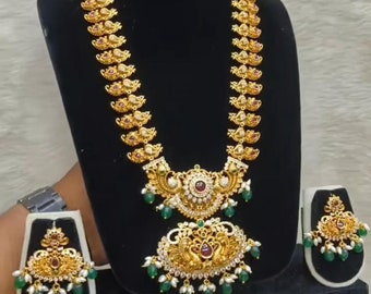 Jewelry/Matte finish traditional jewelry set, necklace set, Premium quality Aaram, Otiyanam, Waist band