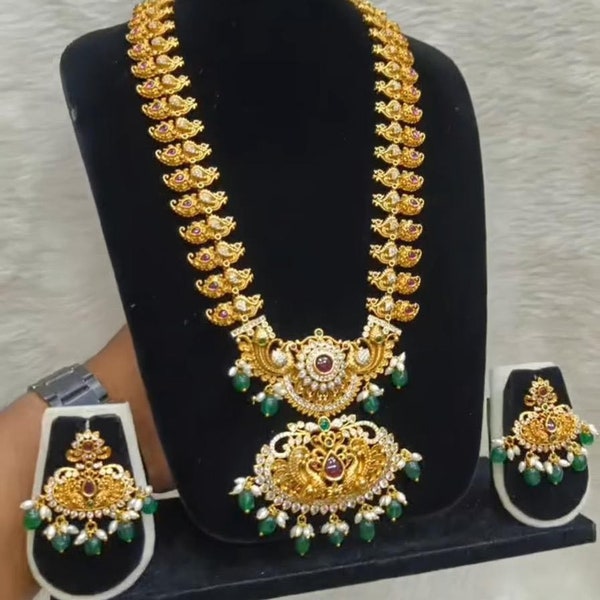 Jewelry/Matte finish traditional jewelry set, necklace set, Premium quality Aaram, Otiyanam, Waist band